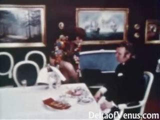 Vintage xxx clip 1960s - Hairy mature Brunette - Table For Three