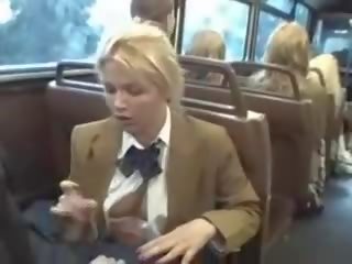 Blond honig saugen asiatisch chaps phallus auf die bus
